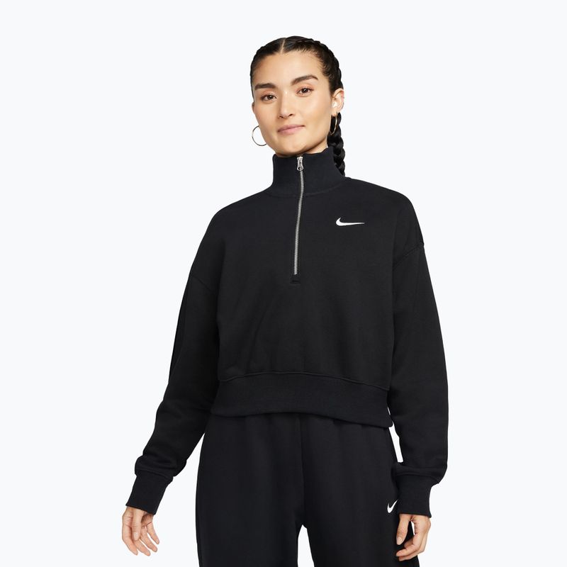 Damen-Sweatshirt Nike Sportswear Phoenix Fleece 1/2 Zip Cropped black/sail