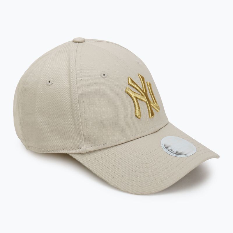 Damen New Era Metallic Logo 9Forty New York Yankees Baseballkappe hellbeige