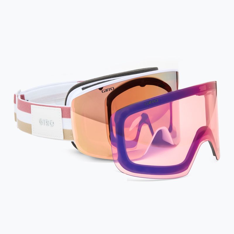 Skibrille Damen Giro Ella white lx stripe/Rosa gold/infrared