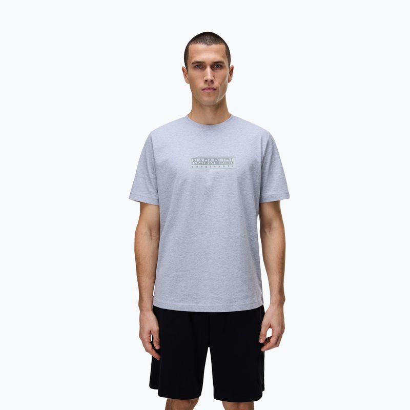 Herren T-Shirt Napapijri S-Box Logo light grey melange