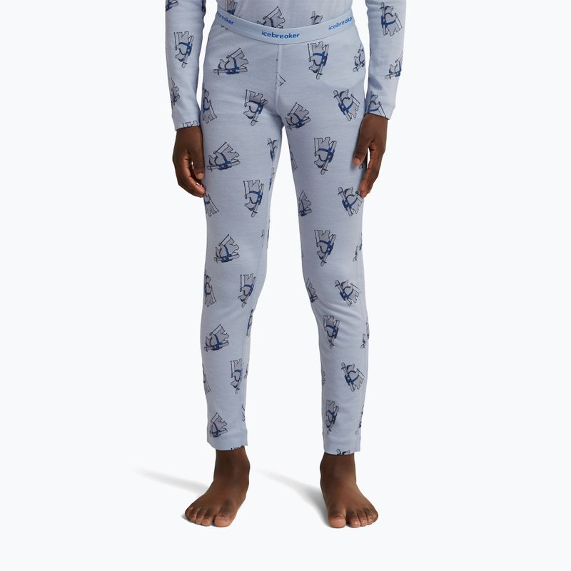Thermohose für Kinder icebreaker Merino 200 Oasis Bear Tour zinc blue/aop 7