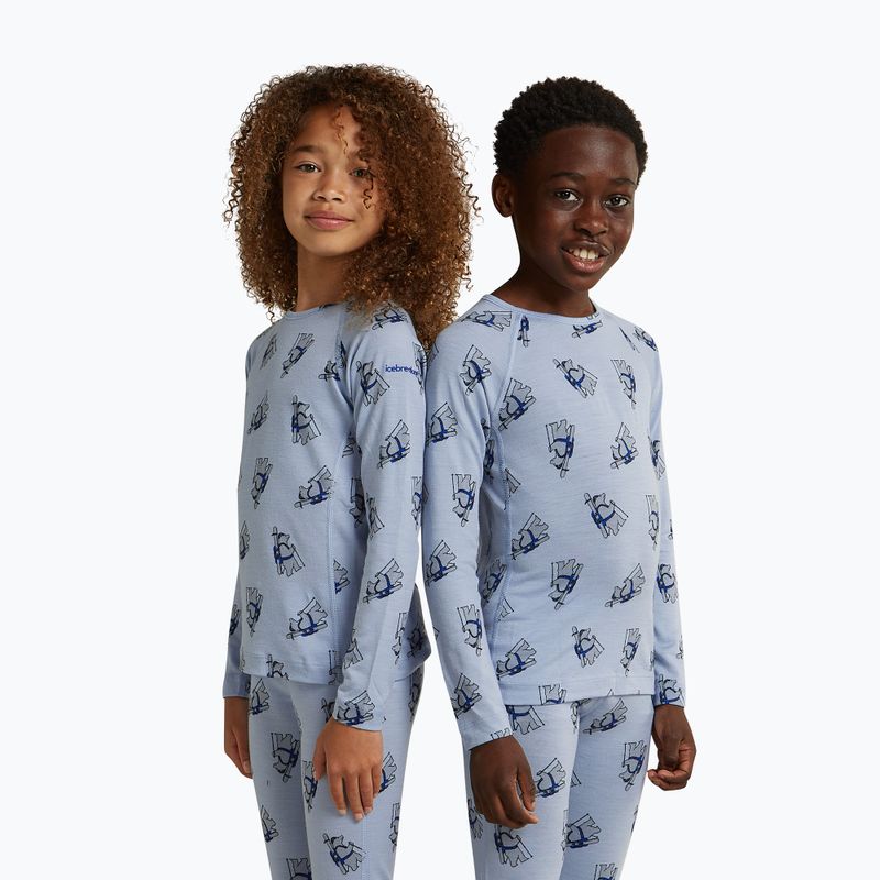 Kinder Funktionssweatshirt Icebreaker Merino 200 Oasis Crewe Bear Tour Zinc Blue/Aop 2