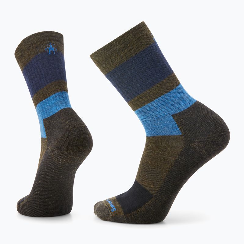 Smartwool Everyday Blocked Stripe Crew grün-blaue Trekkingsocken SW001940D11 4