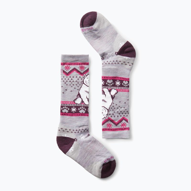 Smartwool Kindersocken Wintersport Full Cushion Eisbär-Muster OTC lila eclipse