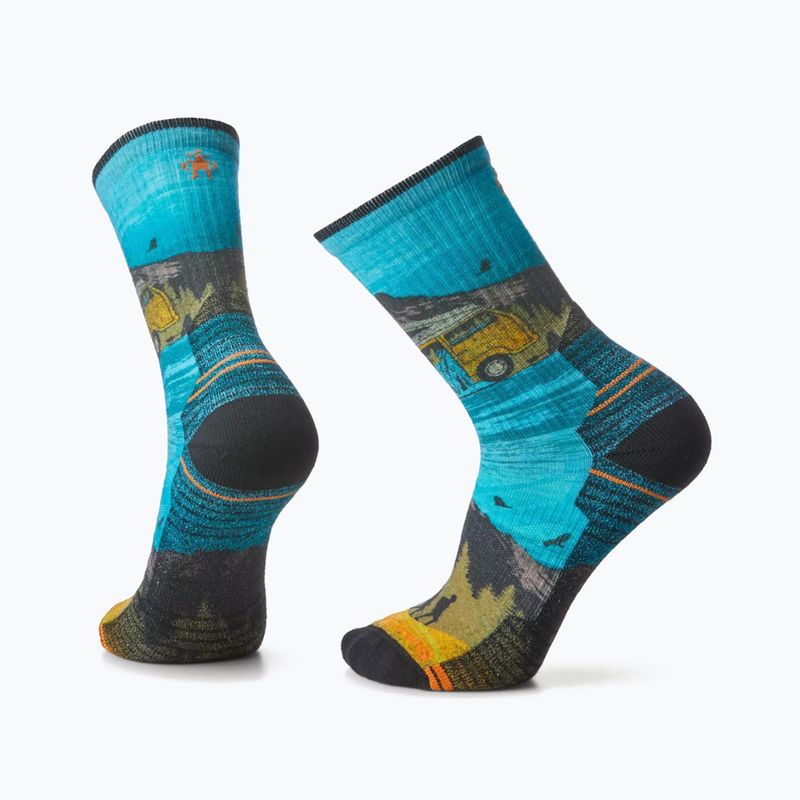 Smartwool Hike Light Cushion Great Excursion Print Crew Trekkingsocken blau/gelb SW001987150