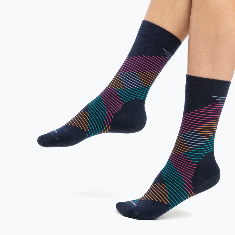 Icebreaker Damen-Trekkingsocken Lifestyle Fine Gauge Crew Dashes midnight navy/kyanite