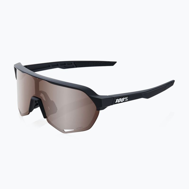 Sonnenbrille 100% S2 soft tact schwarz/karmesinrot silber verspiegelt