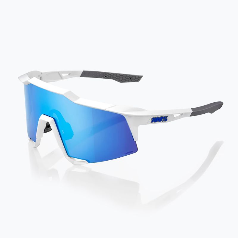 100% Speedcraft matt weiß/hyperblau Multilayer-Spiegel-Sonnenbrille