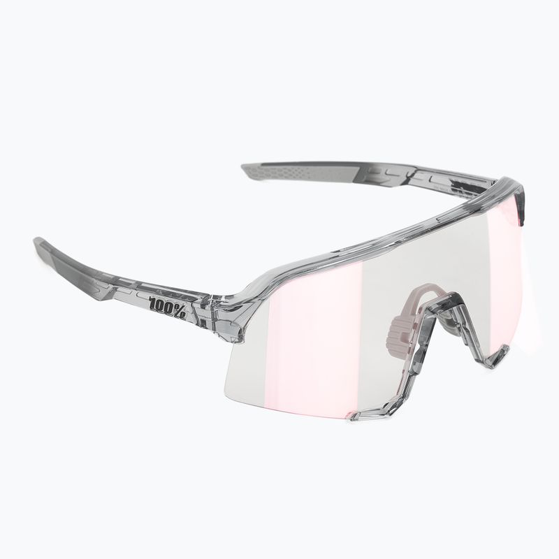 100% S3 polierte, durchscheinende, grau/roségoldfarbene, verspiegelte photochrome Sonnenbrille