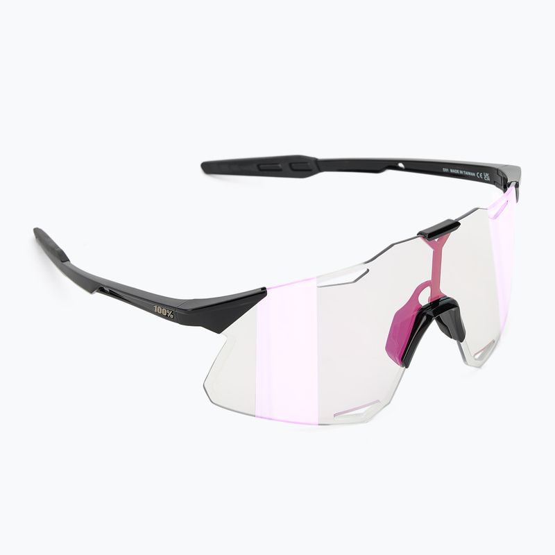 100% Hypercraft glänzend schwarz/photochrom lila Spiegel Sonnenbrille