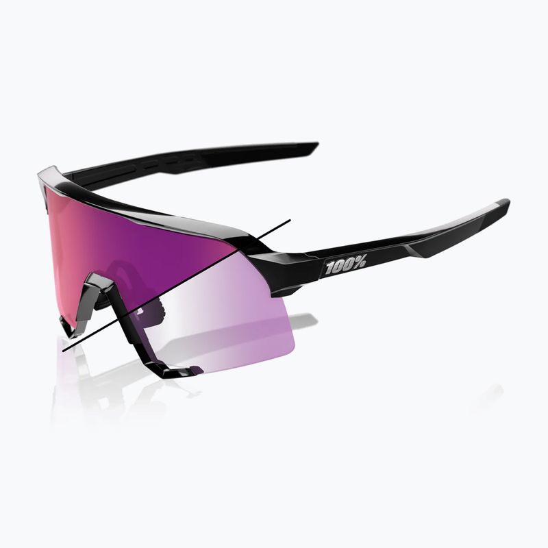 Sonnenbrille 100% S3 LE gloss black/purple flash mirror photochromic