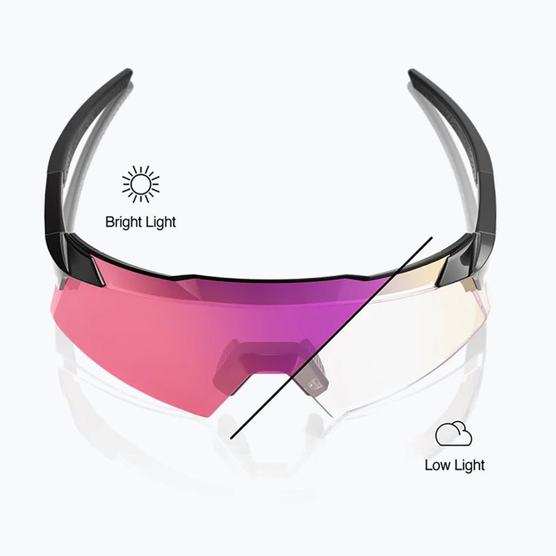 Sonnenbrille 100% Aerocraft gloss black/purple mirror photochromic 3