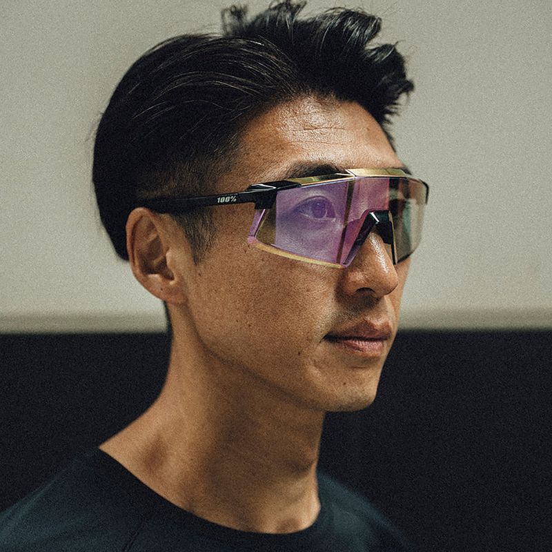 Sonnenbrille 100% Aerocraft gloss black/purple mirror photochromic 7