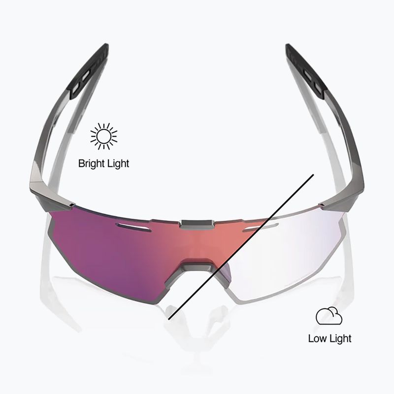 Sonnenbrille 100% Hypercraft SQ gloss light grey/rose gold mirror photochromic 3