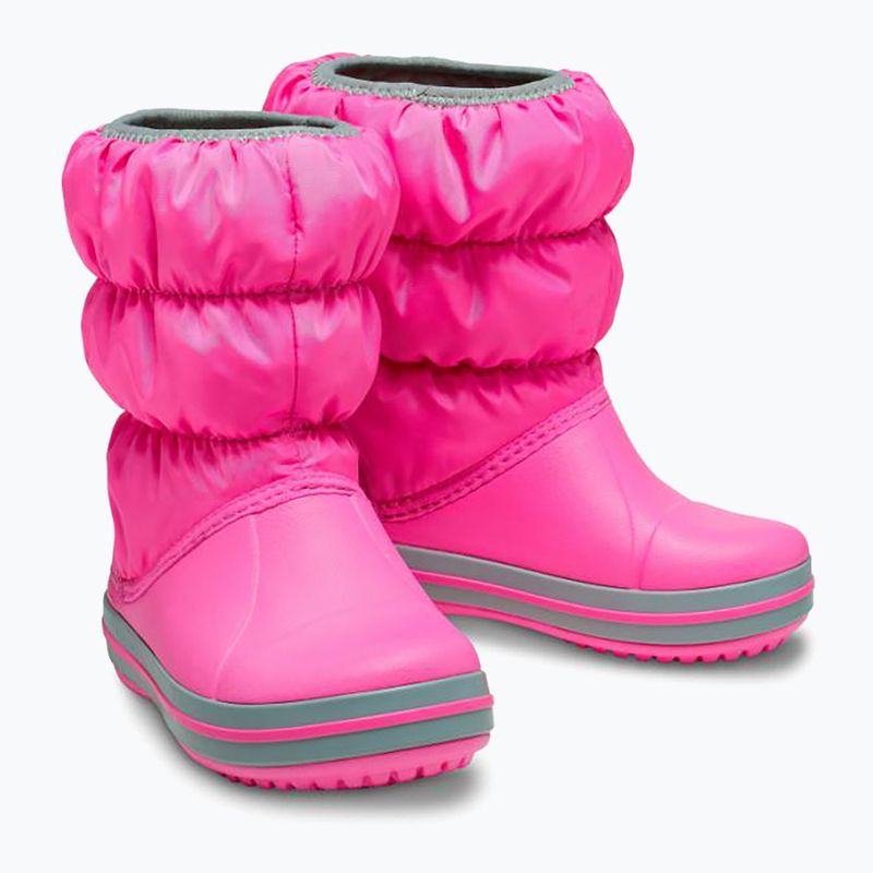 Crocs Winter Puff Kids Schneestiefel electric pink/hellgrau 12