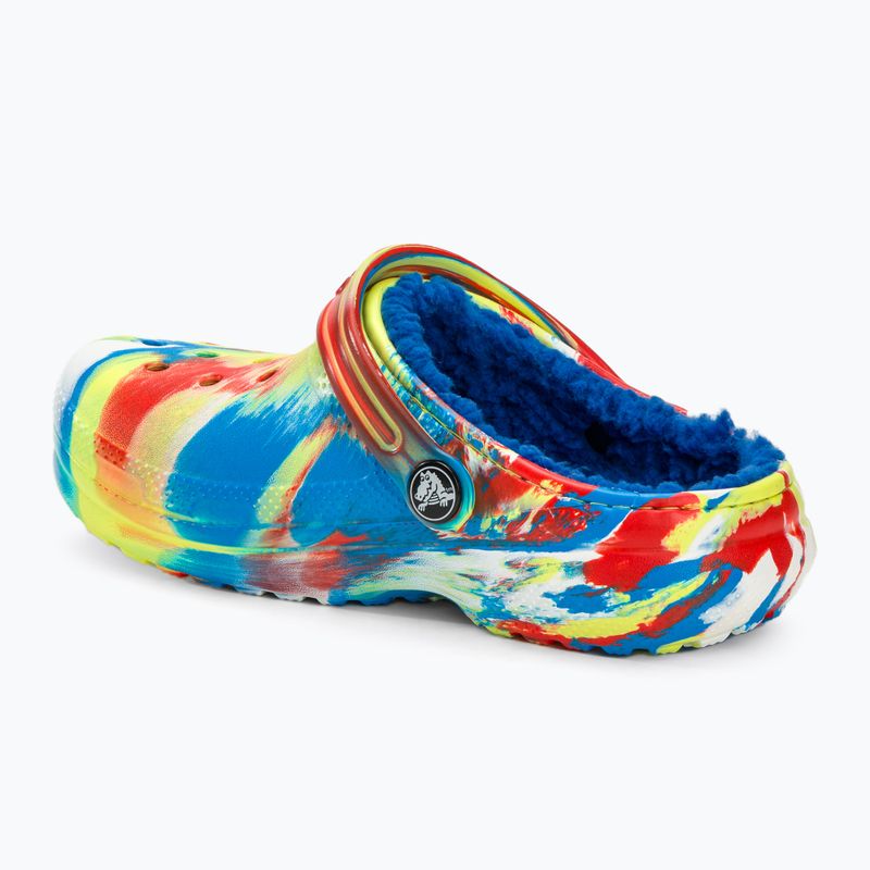 Slides Schlappen  Kinder Crocs Classic Lined Marbled Clog sulphur/multi