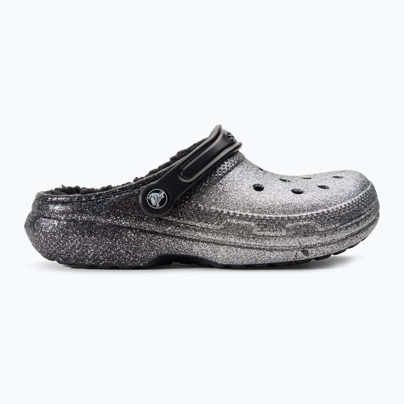 Crocs Classic Glitter Lined Clog schwarz/silberne Pantoletten 3