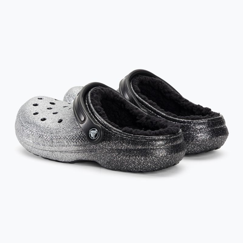 Crocs Classic Glitter Lined Clog schwarz/silberne Pantoletten 4
