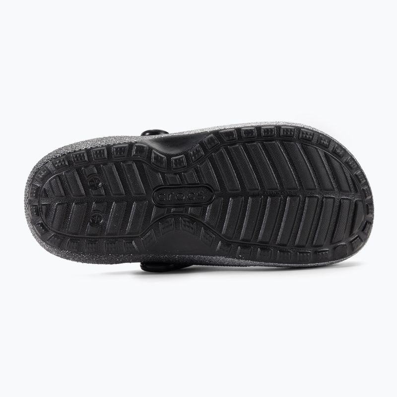 Crocs Classic Glitter Lined Clog schwarz/silberne Pantoletten 6