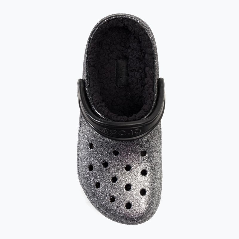 Crocs Classic Glitter Lined Clog schwarz/silberne Pantoletten 7