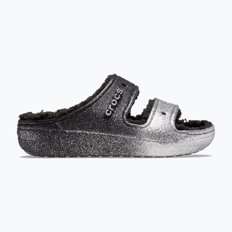 Crocs Classic Cozzzy Glitter Sandale schwarz/silberne Flip-Flops 2