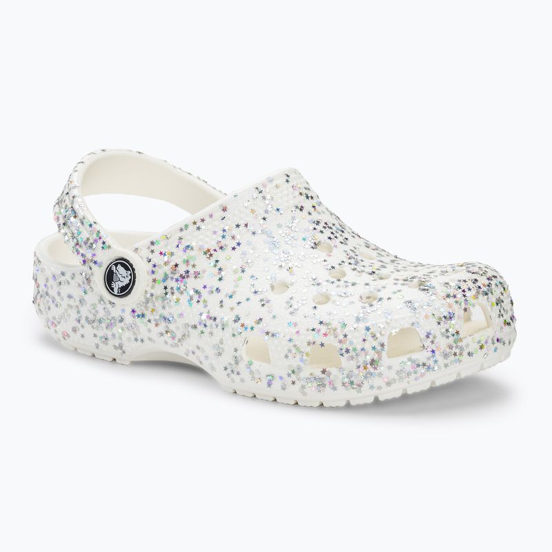 Slides Schlappen  Kinder Crocs Classic Starry Glitter white 2