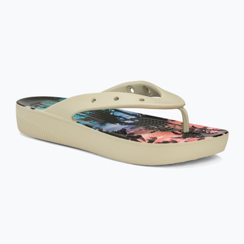 Flip-Flops Damen Crocs Classic Platform Retro Resort bone/multi