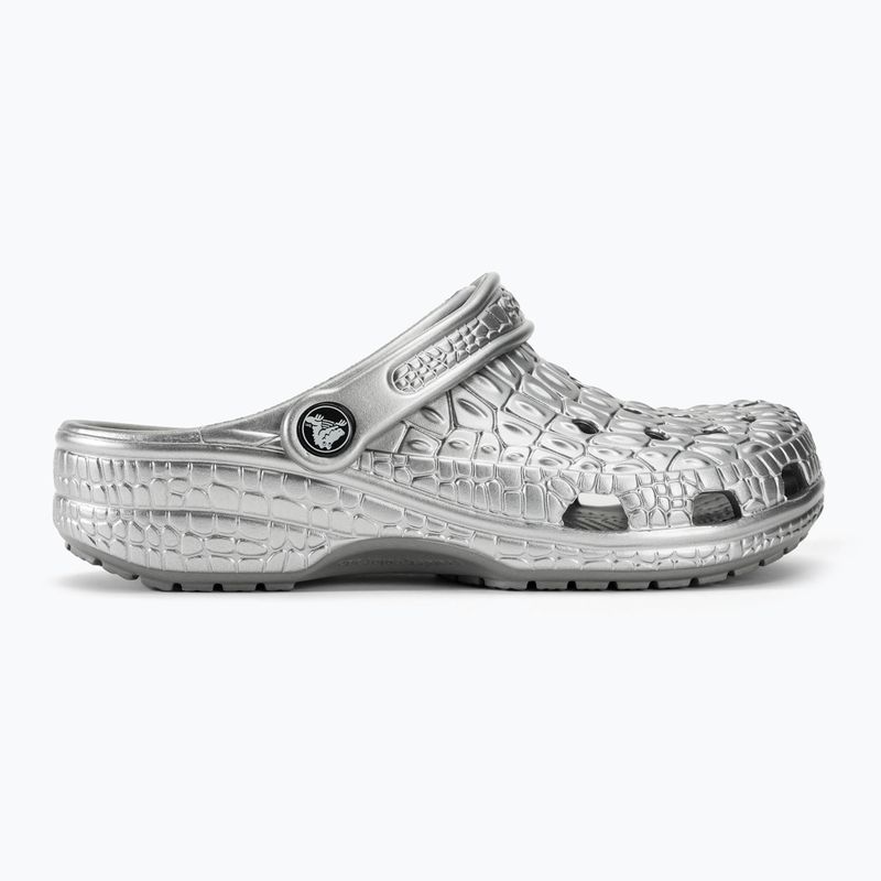 Slides Schlappen  Crocs Classic Metallic Crocskin silver 3