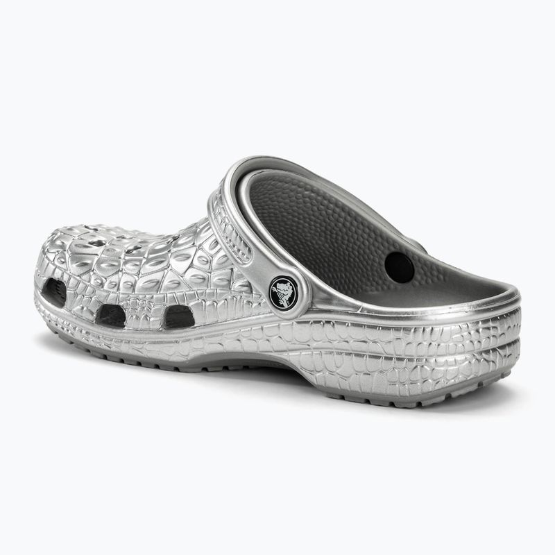 Slides Schlappen  Crocs Classic Metallic Crocskin silver 4