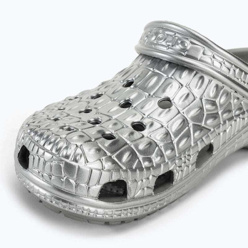 Slides Schlappen  Crocs Classic Metallic Crocskin silver 8