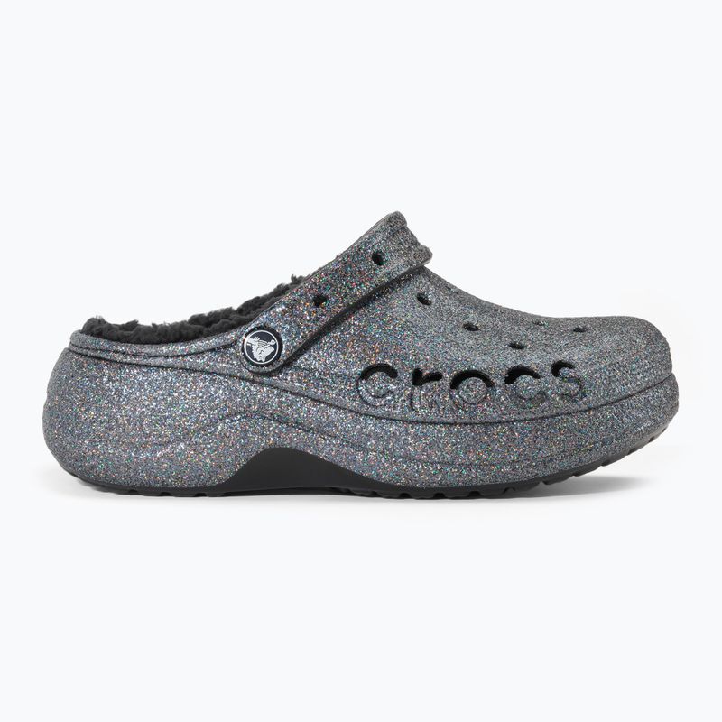 Crocs Baya Platform Lined Glitter Clog Damen schwarz vergoldet Flip-Flops 3