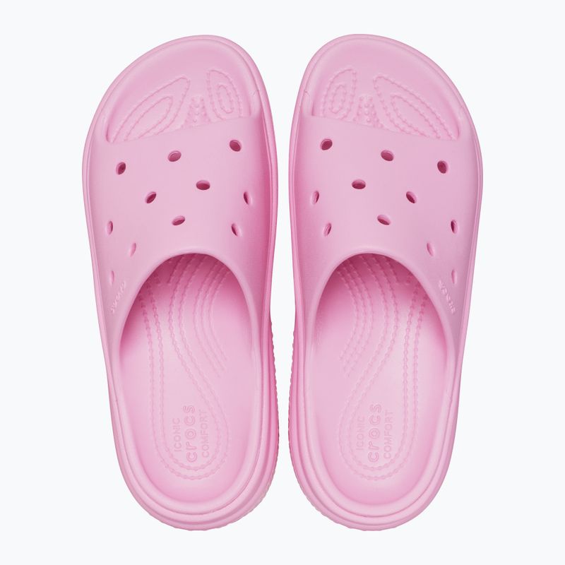 Crocs Stomp Slide Damen rosa Tweed-Flipflops 12