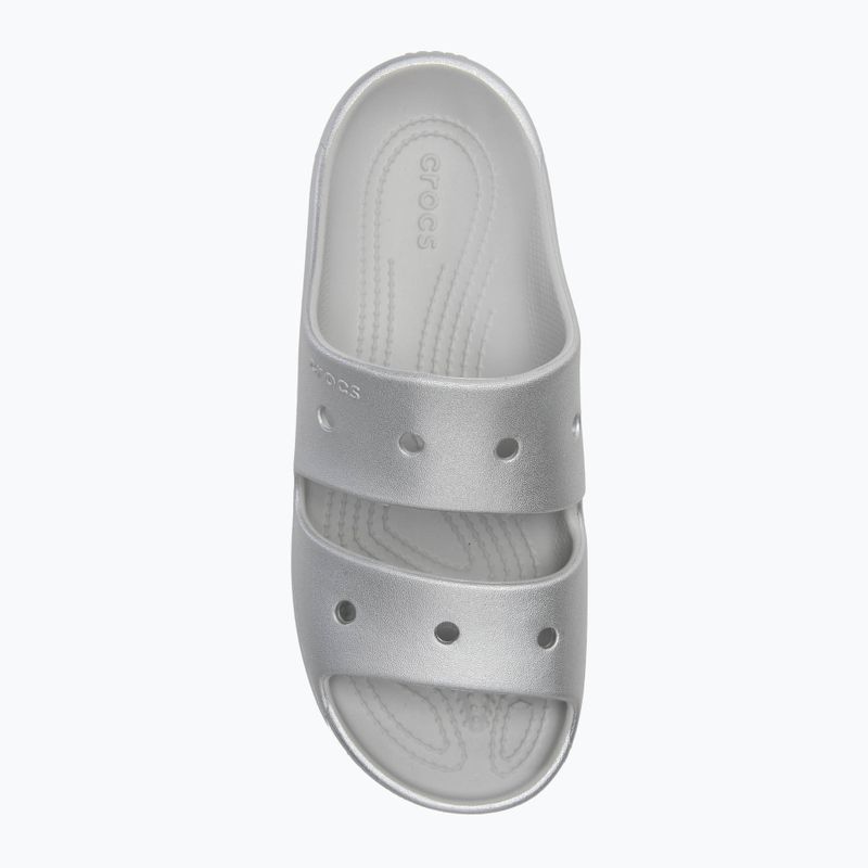 Crocs Classic Metallic Sandal V2 Flip Flops Silber 5