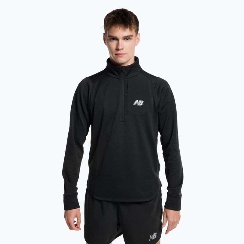 Herren Trainings-T-Shirt New Balance Top NB Heat Grid Half Zip schwarz NBMT23252BK
