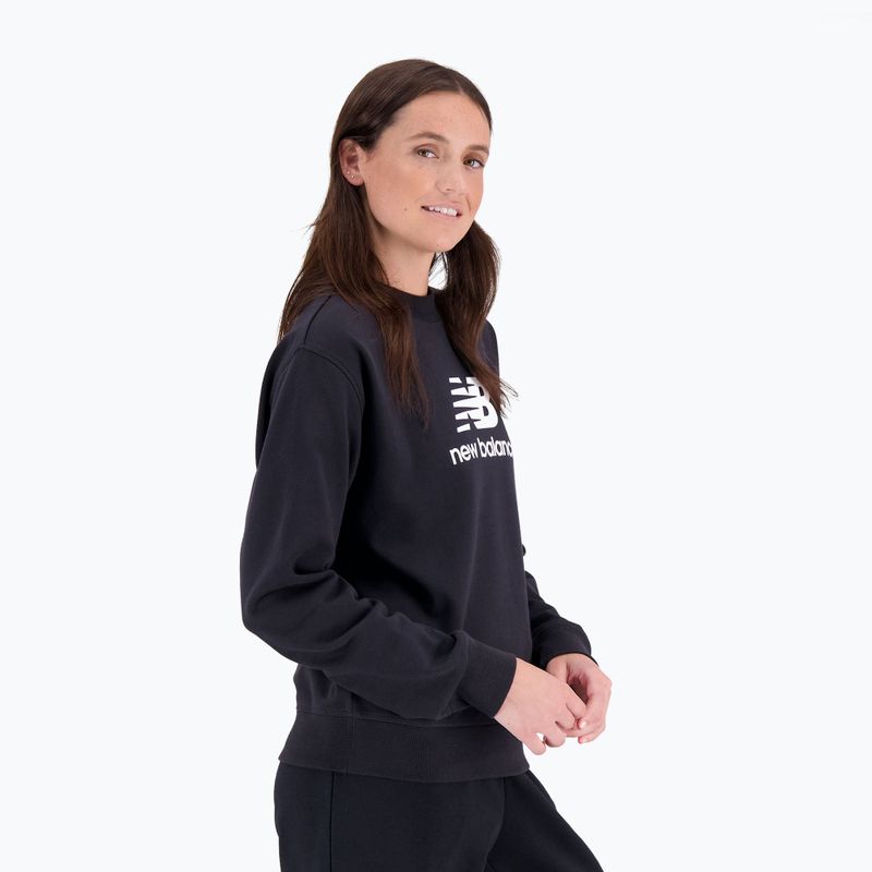 Damen Training Sweatshirt New Balance Essentials Stacked Logo French Terry Hoodie schwarz NBWT31533 4