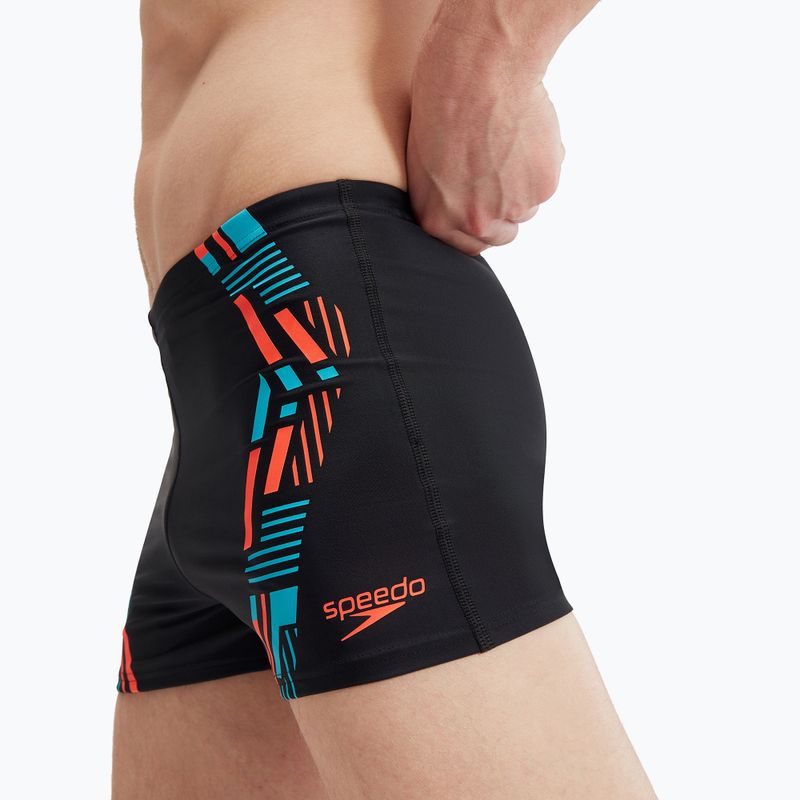 Herren Speedo Tech Print Badeshorts schwarz/orange 7