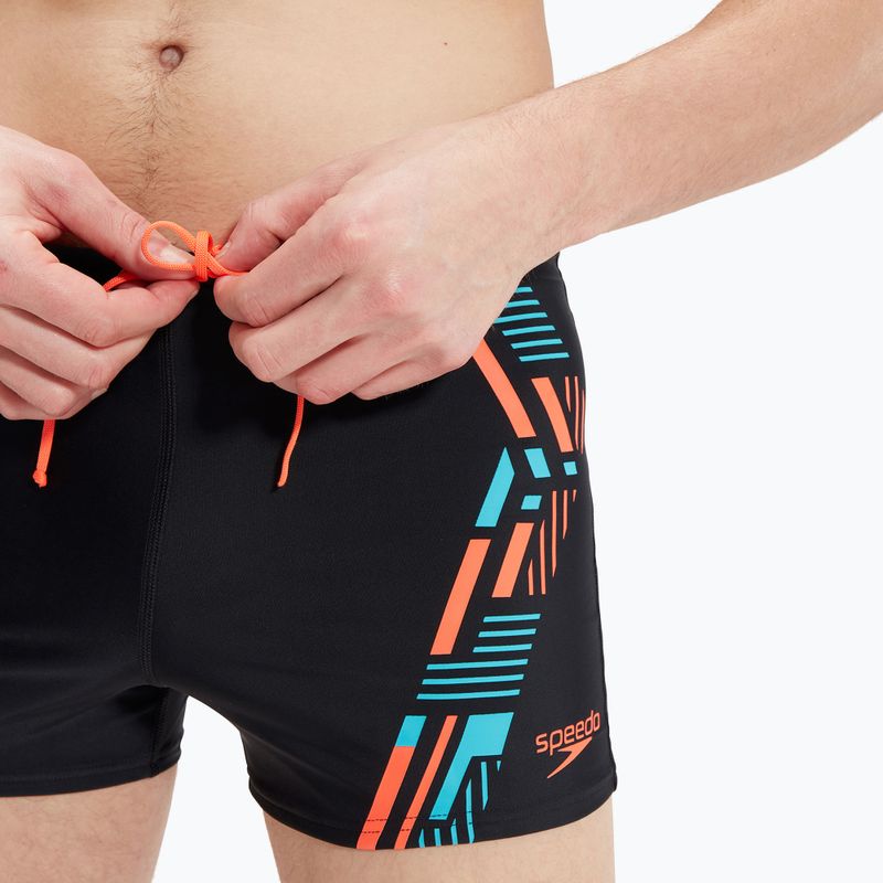 Herren Speedo Tech Print Badeshorts schwarz/orange 8