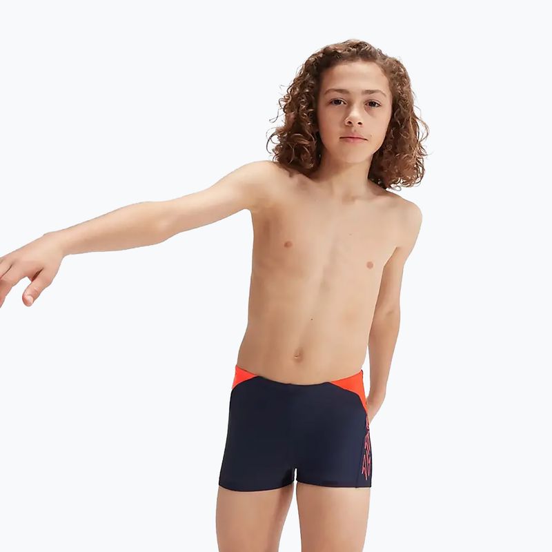 Speedo Hyper Boom Logo Splice Kinder-Badehose navy/orange 8