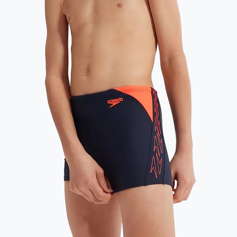 Speedo Hyper Boom Logo Splice Kinder-Badehose navy/orange 12