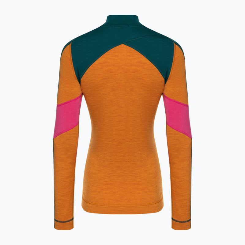 Frauen Smartwool Merino Baselayer Colorblock thermische Langarm 1/4 Zip Boxed Marmelade 4