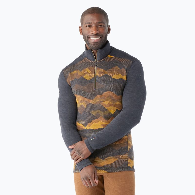 Herren Smartwool Merino 250 Baselayer 1/4 Zip boxed thermal longsleeve charcoal mtn scape
