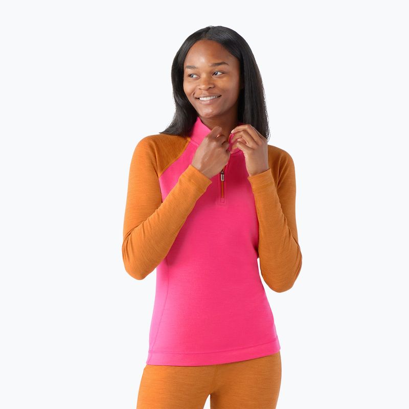 Damen Smartwool Classic Thermal Merino Baselayer 1/4 Zip Boxed Power Pink Longsleeve