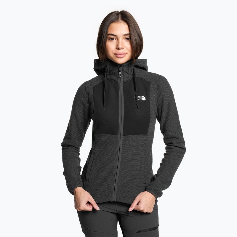 Women's The North Face Homesafe Full Zip Fleece Hoodie schwarz/asphaltgrau gestreift/schwarz