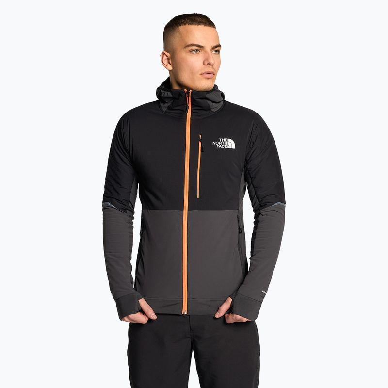 Herren Skijacke The North Face Dawn Turn Hybrid Ventrix Hoodie asphaltgrau/schwarz/schockierend orange