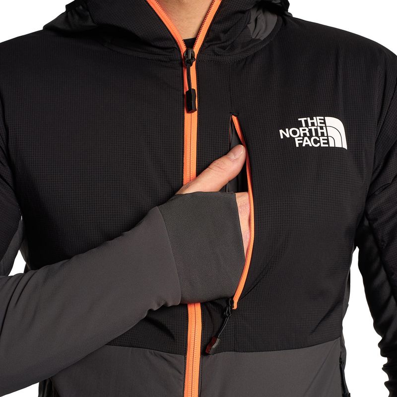 Herren Skijacke The North Face Dawn Turn Hybrid Ventrix Hoodie asphaltgrau/schwarz/schockierend orange 4