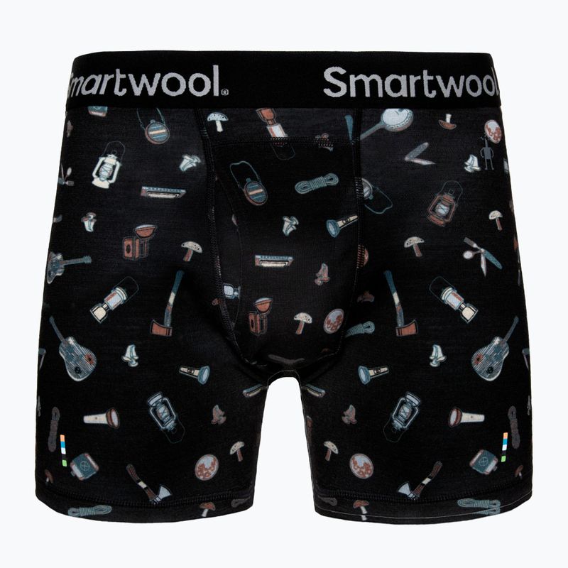 Thermoaktive Boxershorts Herren Smartwool Merino Print Boxer Brief black gone camping 3