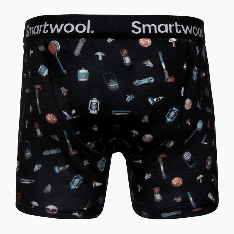 Thermoaktive Boxershorts Herren Smartwool Merino Print Boxer Brief black gone camping 4