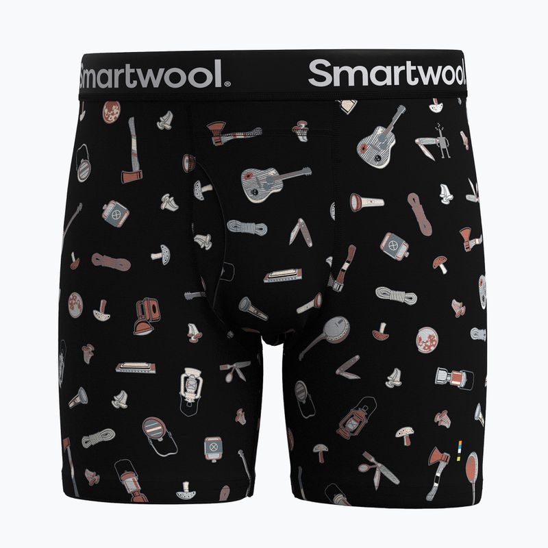 Thermoaktive Boxershorts Herren Smartwool Merino Print Boxer Brief black gone camping 6