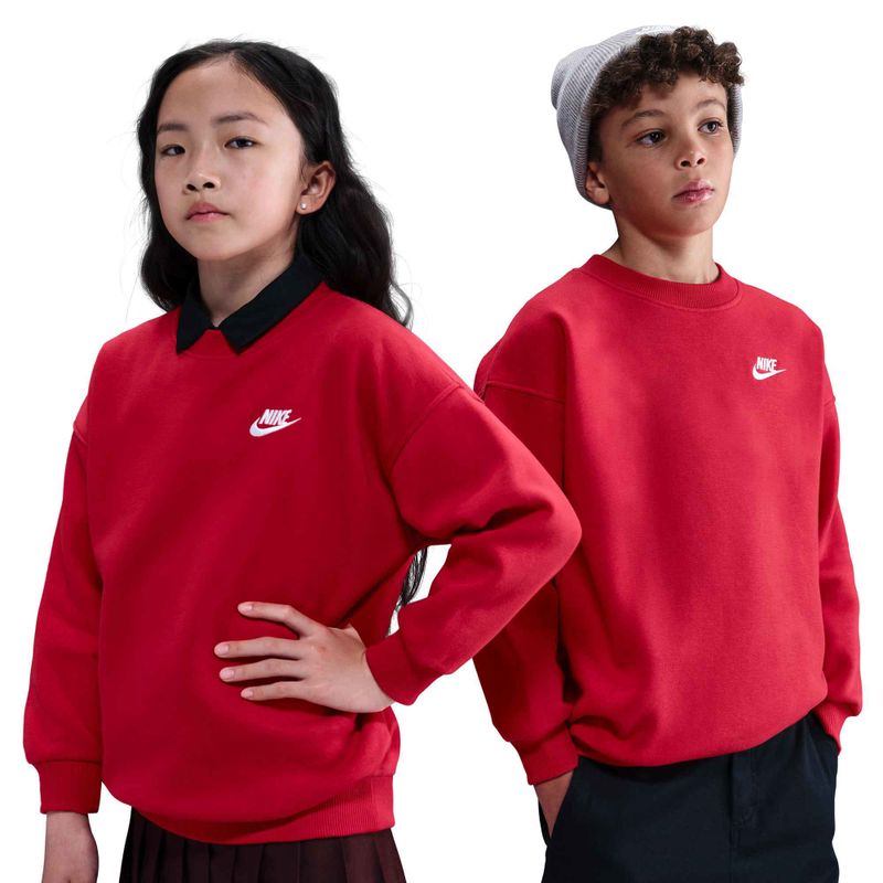 Nike Sportswear Club Fleece Kinder Sweatshirt universitätsrot/weiß 10