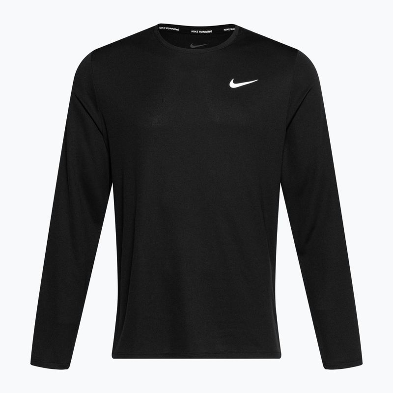 Herren Nike Miler Dri-Fit UV schwarzes Lauf-Langarmshirt